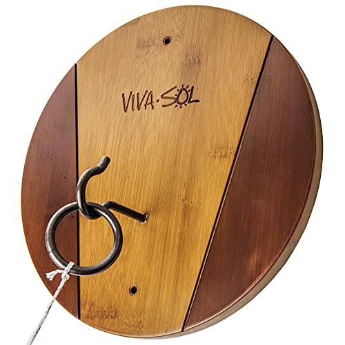 Viva Sol Premium Bamboo Walnut Finish Hook and Ring Target Game for Use Indoors and Outdoors
