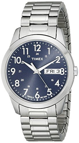 Timex Men's South Street Sport 36mm Watch – Silver-Tone Case Blue Dial with Silver-Tone Stainless Steel Expansion Band