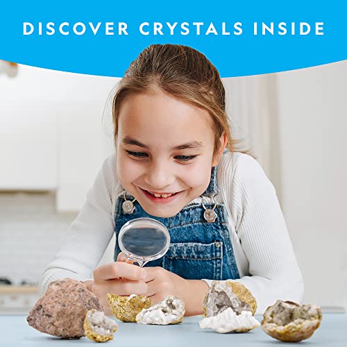 NATIONAL GEOGRAPHIC Break Open 4 Geodes Science Kit – Includes Goggles, Detailed Learning Guide and Display Stand - Great STEM Science Gift for Mineralogy and Geology Enthusiasts of any Age
