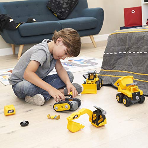 Funrise Caterpillar CAT Construction Build Your Own Junior Crew Excavator Building Toy, Yellow (80903)