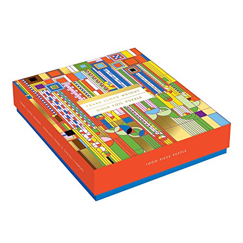 Galison Frank Lloyd Wright Saguaro Forms and Cactus Flowers Gold Foil Puzzle, 1,000 Pieces, 20”x27” – Fun, Relaxing and Challenging – Gold Foil Added to Image Brings New Flavor to Iconic Piece of Art