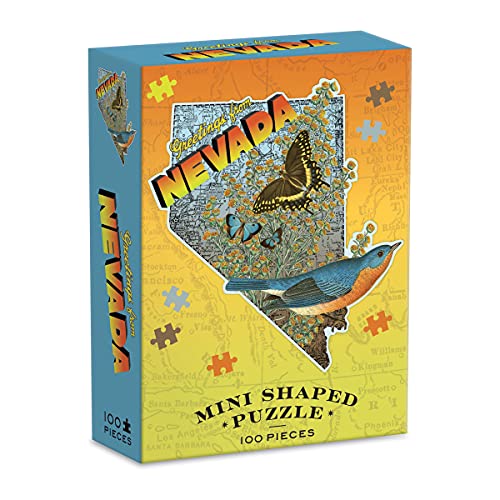 Wendy Gold Nevada Shaped Mini Puzzle, 100 Pieces, 8” x 9.75” – Die-Cut Jigsaw Puzzle Featuring Art by Bestselling Artist Wendy Gold – Makes a Great Gift Idea