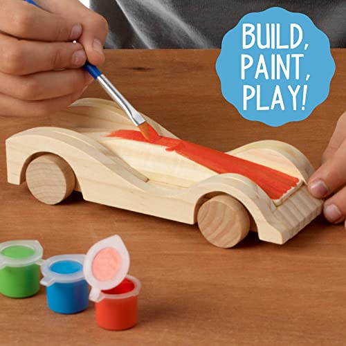Made By Me Build and Paint Your Own Wooden Cars - DIY Wood Craft Kit, Easy To Assemble and Paint 3 Race Cars – Arts and Crafts Kit for Kids Ages 6 And Up, Multicolor