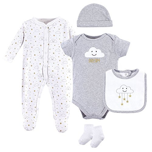 Hudson Baby Unisex Baby Cotton Layette Set Gray Clouds, 0-3 Months