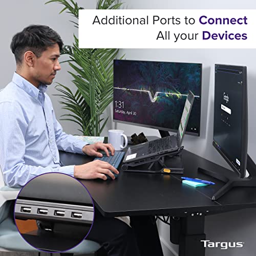 Targus 17' inch Dual Fan Lap Chill Mat Plus - Ergonomic, Neoprene Laptop Cooling Pad, Heat Protection Laptop Cooler, Dual-fan Heat Dispersion, 4 Port USB Hub Laptop Fan, (AWE81US) Black