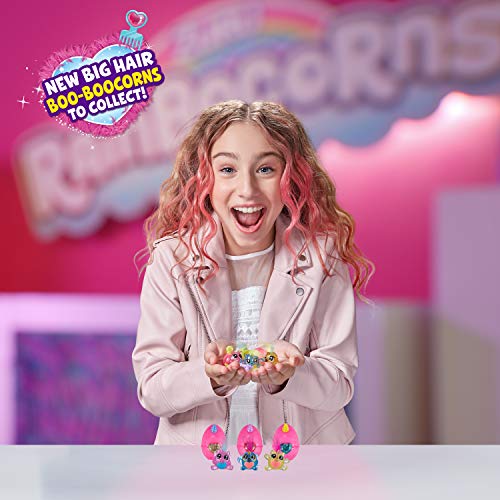 Rainbocorns Big Hair Surprise (Unicorn) by ZURU Cuddle Plush Stuffed Animal, 30+ Surprises, Collectible Baby Booboocorns, Hair Accessories, Charm Bracelets, Stickers, Ages 3+ (Unicorn)