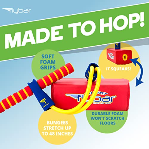 Flybar My First Foam Pogo Jumper for Kids Fun and Safe Pogo Stick for Toddlers, Durable Foam and Bungee Jumper for Ages 3 and up, Supports up to 250lbs (Red)