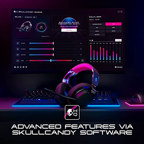 Skullcandy SLYR Pro Wired Over-Ear Gaming Headset/Soft Earpads/Clear Voice Smart Mic/Works with Playstation, PS5, Xbox, Xbox Series X, Nintendo Switch, Mobile, VR, and PC/Kids or Adult - Black