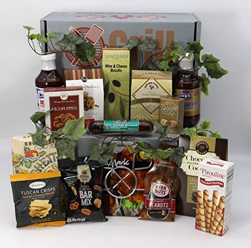 Gift Basket Village The Grill-Master, Deluxe - Grilling Gift Box for Men with BBQ Sauce, Nuts and More, 7 Pound (Pack of 1)