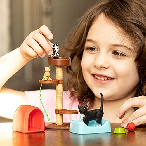 Schleich Farm World, Animal Toy Gifts for Kids, Playtime for Cute Cats, 9-Piece Set with Cat and Kitten Toys 9-Piece Set, Ages 3+