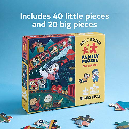 Chronicle Books Piece It Together Family Puzzle: Owl Aboard! - 60 Piece Jigsaw Puzzle - Two Piece Sizes for Toddlers and Family