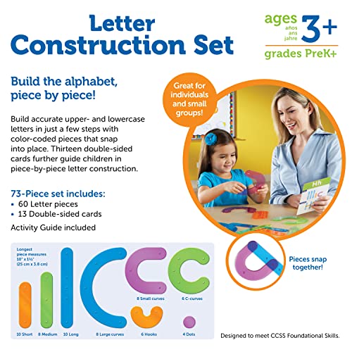 Learning Resources Letter Construction, Homeschool, School Activity Set, Play School, 60 Pieces, Ages 3+
