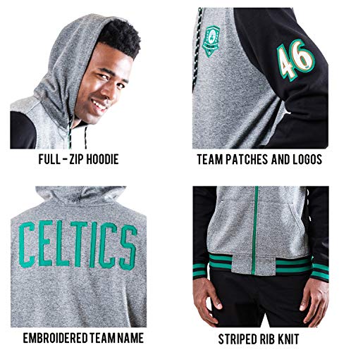 NBA San Antonio Spurs Mens Men's Full Zip Fleece Hoodie Letterman Varsity Jackett, Team Color, XL