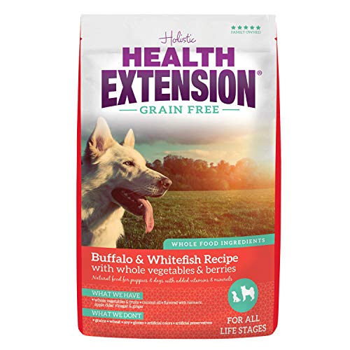 Health Extension Dry Dog Food, Natural Food with Added Vitamins and Minerals, Suitable for All Puppies, Include Buffalo and Whitefish Recipe with Whole Vegetable and Berries (4 Pound)