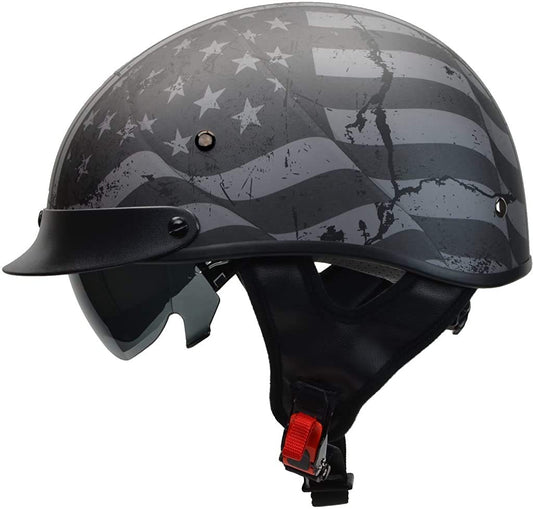 Vega Helmets unisex adult Half Size Motorcycle Helmet, Black, Small US