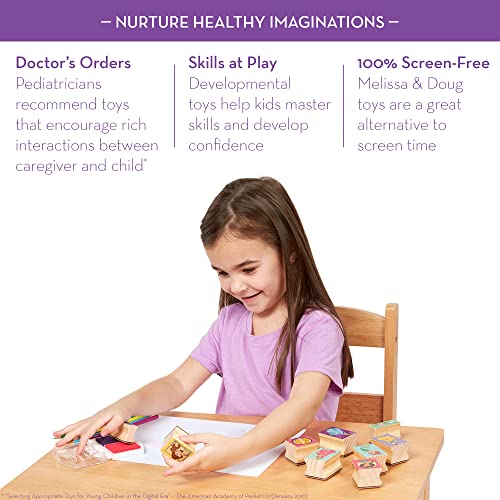 Melissa and Doug Disney Princess Wooden Stamp Set: 9 Stamps, 5 Colored Pencils, and 2-Color Stamp Pad - Disney Princess Coloring, Stamps With Washable Ink, Disney Stamps For Kids Ages 4+