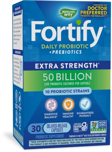 Nature’s Way Fortify Daily Probiotic, 50 Billion Live Cultures, 10 Strains, 30 Count