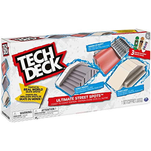 TECH DECK, Ultimate Street Spots Pack with 3 Fully Assembled Exclusive Boards Toys, Coast to Coast Edition
