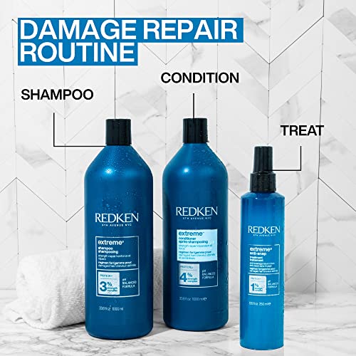 Redken Extreme Shampoo, Anti-Breakage and Repair for Damaged Hair, Infused with Proteins, 33.8 Fl Oz