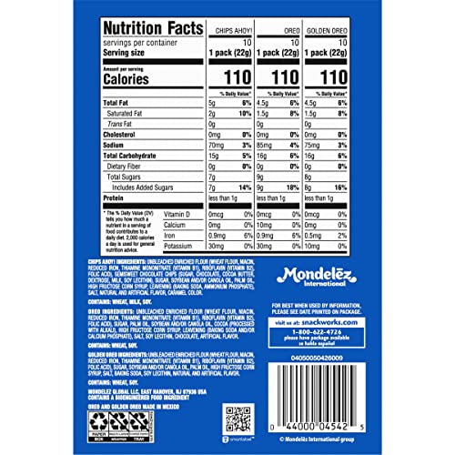 Nabisco Sweet Treats Cookie Variety Pack OREO, OREO Golden and CHIPS AHOY!, 30 Snack Packs (2 Cookies Per Pack)