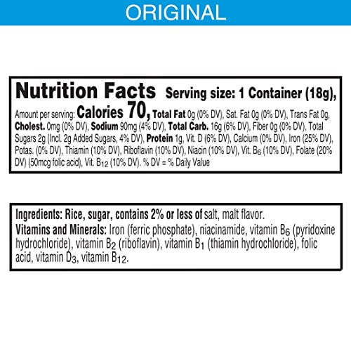 Rice Krispies Cold Breakfast Cereal Bowls, Good Source of 7 Vitamins and Minerals, Original, 3.75lb Case (96 Bowls)