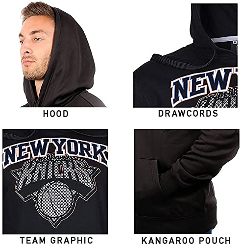 Ultra Game GHM1867F Men's NBA Fleece Hoodie Pullover Sweatshirt Primo Metallic, Golden State Warriors, Black, Small