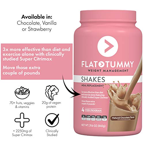 Flat Tummy Meal Replacement Shake – Chocolate, 20 Servings - Plant Based Protein Powder for Women - Vegan, Gluten Free, Dairy Free – Vitamins and Minerals - Keto-Friendly Shakes for Weight Management 1.76 Pound (Pack of 1)