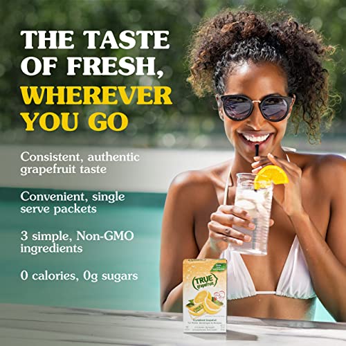TRUE GRAPEFRUIT Water Enhancer (32 Packets) | Zero Calorie Unsweetened Water Flavoring | For Water, Bottled Water and Recipes | Water Flavor Packets Made with Real Grapefruit