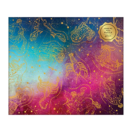 Galison Astrology 1000 Piece Jigsaw Puzzle for Adults, Foil Puzzle with Astrological Star Signs