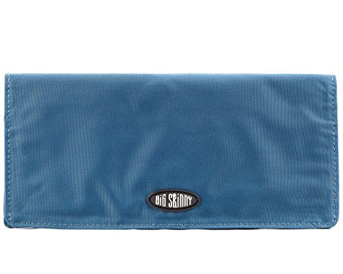 Big Skinny Women's Leather Executive Bi-Fold Checkbook Slim Wallet, Holds Up to 40 Cards,Lightweight,Slim, Teal