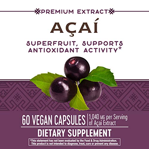 Nature's Way Premium Acai Extract Superfruit, Supports Antioxidant Activity*, 60 Vegan Capsules