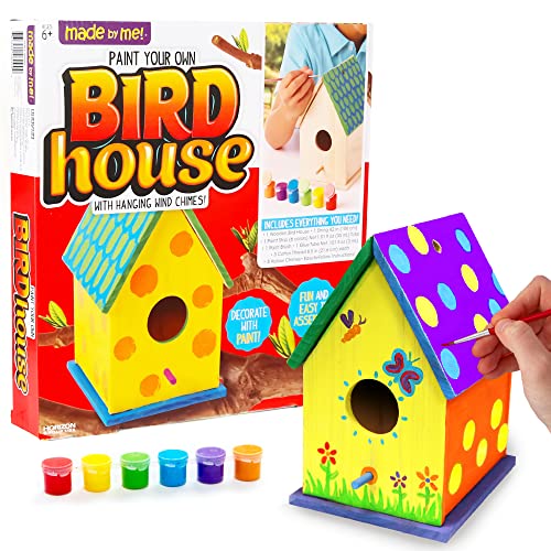 Made By Me Build and Paint Your Own Wooden Bird House, DIY Birdhouse Making For Ages 5, 6, 7, 8, 9, Arts and Crafts Painting Kit For Kids, Great Spring and Summer Craft Activity, Fun Birthday Party Idea