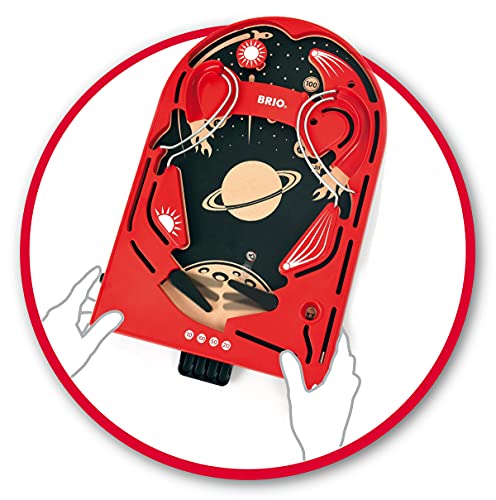Brio 34017 Pinball Game | A Classic Vintage, Arcade Style Tabletop Game for Kids and Adults Ages 6 and Up,Red