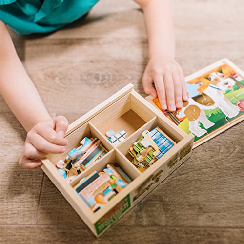 Melissa and Doug Pets 4-in-1 Wooden Jigsaw Puzzles in a Storage Box (48 pcs) - FSC-Certified Materials
