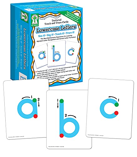 Key Education Lowercase Letters: Textured Touch and Trace Cards—Color-Coded Alphabet Cards with Tracing Points and Directional Arrows, Alphabet Learning and Letter Recognition Skills (26 pc)