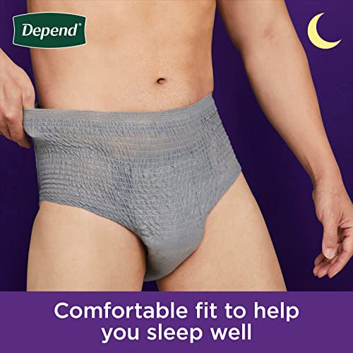 Depend Night Defense Adult Incontinence Underwear for Men, Disposable, Overnight, Large, Grey, 56 Count, Packaging May Vary