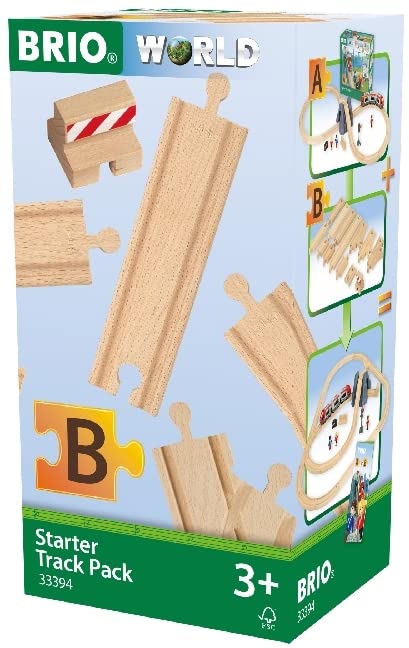 BRIO World - 33394 Starter Track Pack | 13Piece Wooden Train Tracks for Kids Ages 3 and Up