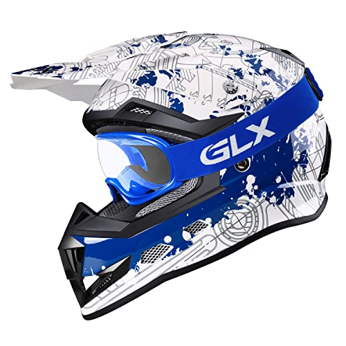 GLX GX623 DOT Kids Youth ATV Off-Road Dirt Bike Motocross Motorcycle Full Face Helmet Combo Gloves Goggles for Boys and Girls (Modern, X-Large)
