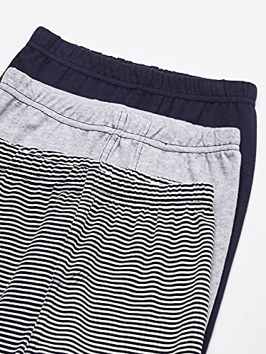 Luvable Friends Unisex Baby Cotton Pants, Stripe Navy Gray, 0-3 Months