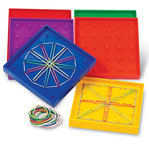 Learning Resources 5-Inch Double-Sided Assorted Geoboard Shapes - 6 Pieces, Ages 5+ Kindergarten Learning Toys, Math Manipulatives for Kids