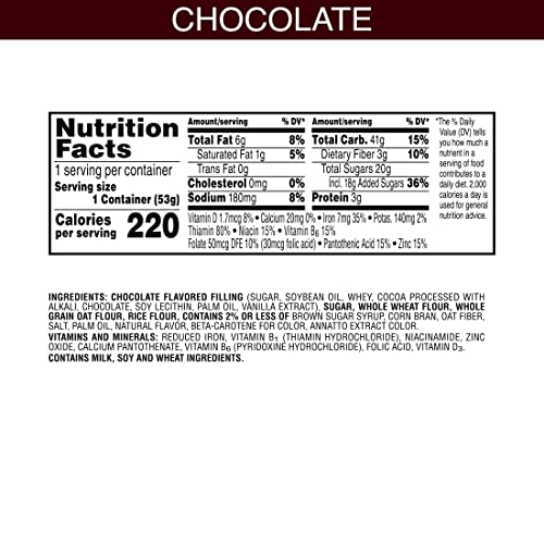 Krave Cold Breakfast Cereal Cups, 7 Vitamins and Minerals, Kids Snacks, Chocolate (12 Cups)