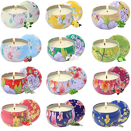 Scented Candles Gifts for Women, 12 Pack Candles for Home Scented, 2.5 Oz Jar Candle Gifts Set with Strongly Fragrance Essential Oils for Bath, Stress Rel