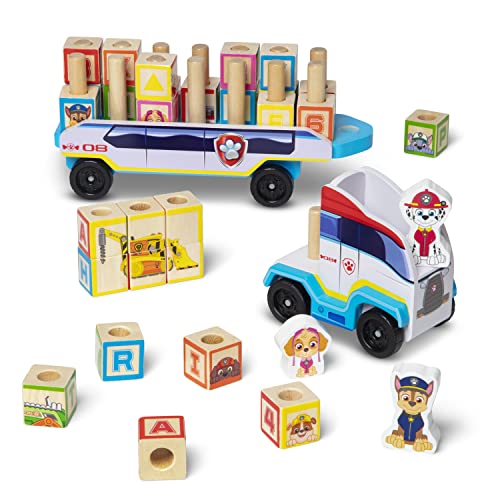 Melissa and Doug PAW Patrol Wooden ABC Block Truck (33 Pieces) - Sort And Stack Toys, Alphabet Blocks For Toddlers, Vehicle Toys For Kids Ages 3+