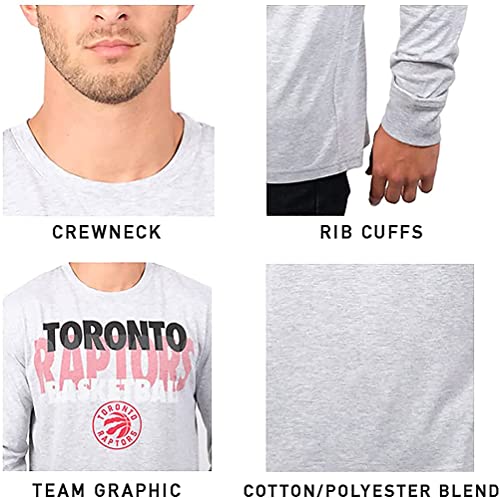 Ultra Game NBA Utah Jazz Mens Supreme Long Sleeve Pullover Tee Shirt, Heather Gray, Medium