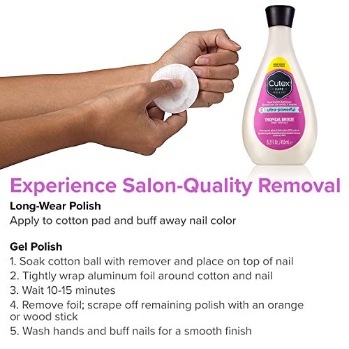 Nail Polish Remover by Cutex, Ultra Powerful infused with Linseed Oil, Tropical Breeze, 450 mL