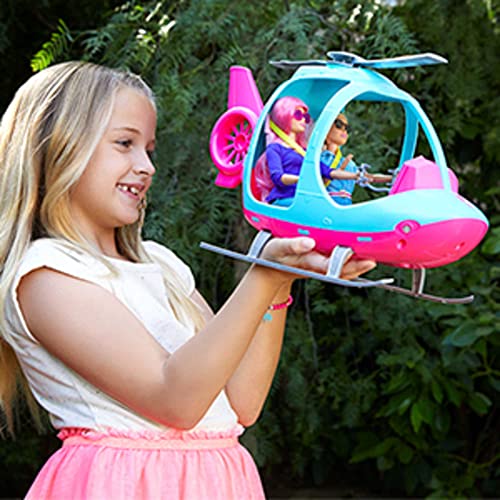 Barbie Helicopter with Spinning Rotors, Pink and Blue 2-Seater Design with Seatbelts and Pilot 'Controls' [Amazon Exclusive]