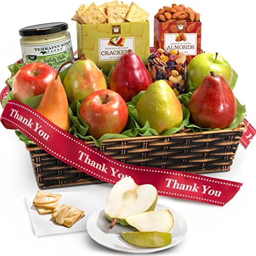 Golden State Fruit Thank You Fruit Basket with Cheese and Nuts