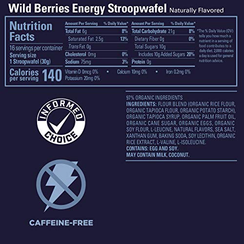 GU Energy Stroopwafel, Gluten Free, Wild Berry Sports Nutrition Waffle, 16 Count