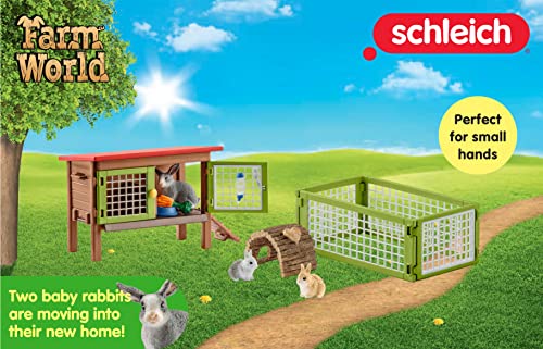 Schleich Farm Animal Toys and Playsets - Farm World 8 Piece Rabbit Hutch Set with Figurines, Farming Hutch and Accessories for Kids Ages 3 and Above