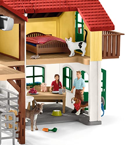 Schleich Farm Animal Toys and Playsets - Big Farmhouse World Set with Cow, Dog, Cat, Pig, and Donkey Figurine, Farmer Action Figures and Farming Accessories for Kids Ages 3 and Above